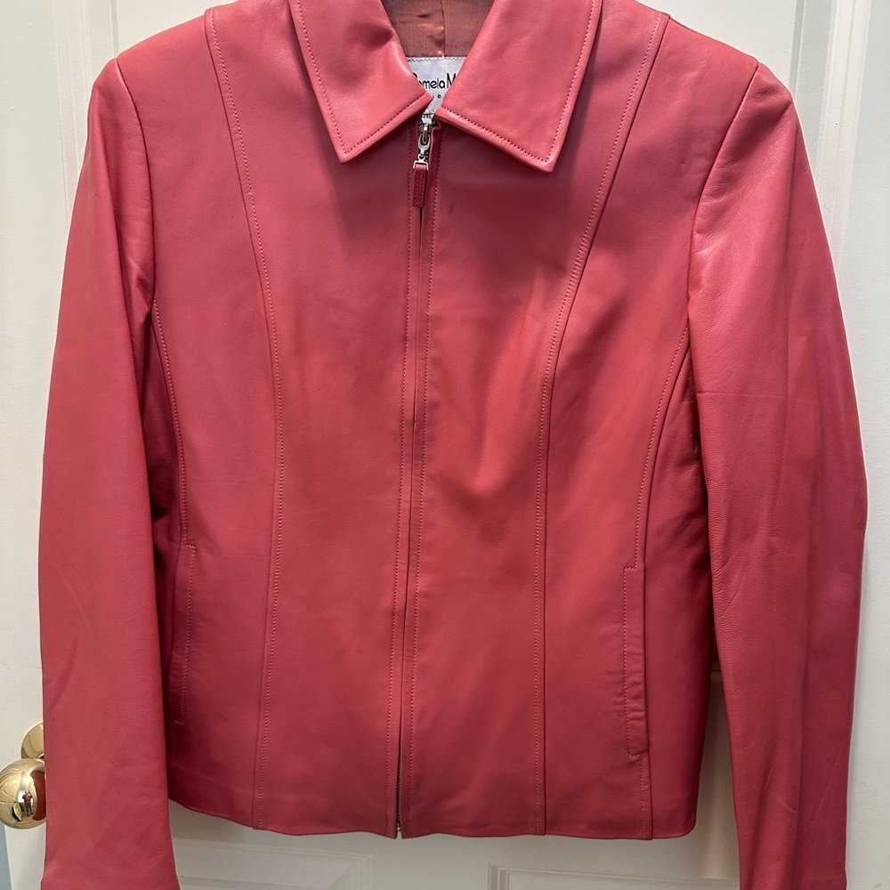 Pamela McCoy Pink Leather Jacket